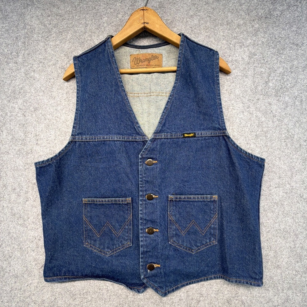 Vintage Wrangler M-159 Authentic Western Jacket Jeans Denim Vest Large